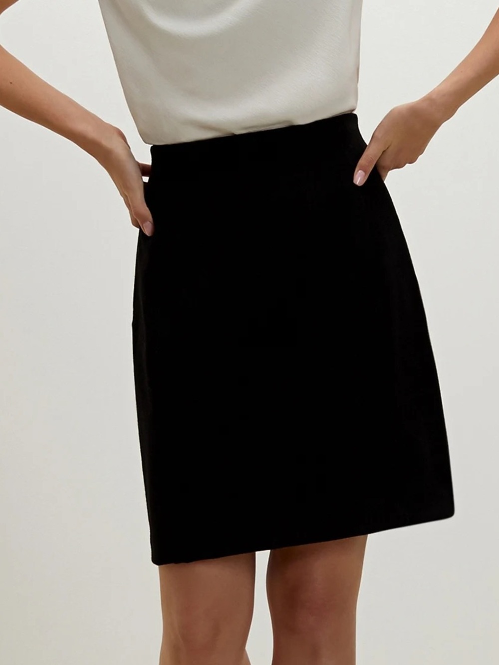 MM Lafleur The Crosby Skirt pencil, Textured Ponte, black, 8